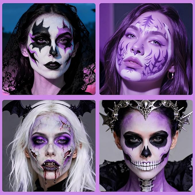 Light Purple Cream Face Body Painting Foundation, Professional Waterproof Oil Based Light Purple Face Paint Halloween SFX Ursula Costume Cosplay Makeup Face Paint for Adult Costume Party