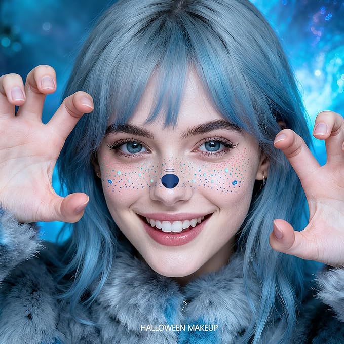 Freckles Face Tattoo - Cute Glitter Temporary Tattoos for Halloween Makeup, Stitches Costume, Classroom Prizes & Christmas Rewards | Waterproof Fake Freckle Stickers for Women & Girls (8 Sheets)