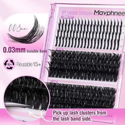 Lash Clusters with Spikes Russian Lash Extensions Spiky Individual Eyelashes 100D 120D Volume Cluster Eyelash Extensions 224 Pcs D-Curly Cluster Lashes Hybrid Eyelash Cluster by Mavphnee (12-19MM)