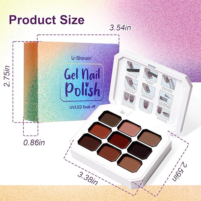 Gradient Painting Gel, 9 Colors Ombre Nail Polish for Pigmented Pat Painting Gel Nude Brown Color French Manicure DIY Nail Art Long-lasting No-wipe DIY Palette Lava Chocolate