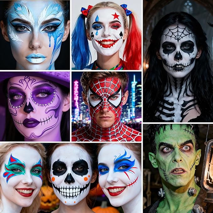 Light Green Face Paint - Professional Water-Based Non-Toxic Body Painting for Hulk, Witch Halloween SFX Cosplay, Full Coverage Washable Paint for Costume Party Carnival Stage Performance