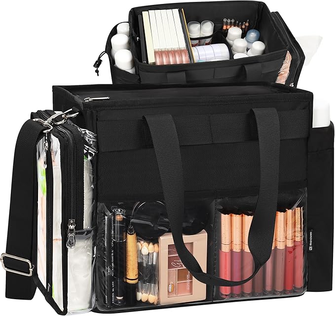 TANTO Travel Makeup Bag Extra Large Makeup Artist Set Bag Large Makeup Organizer Professional Cosmetic Storage Case Tote Bags Hair Stylist Travelling Duffle Bags with Dividers for Makeup Beauty Lover