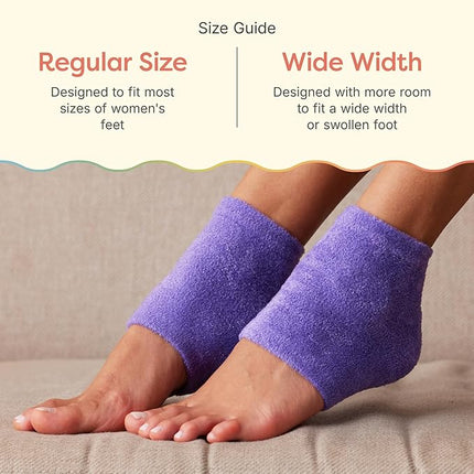 ZenToes Moisturizing Socks for Cracked Heel Treatment, Vitamin E, Olive Oil and Jojoba Oil Infused Heel Socks, Galentines Day Gifts, Self Care Gifts for Women (Fuzzy Lilac Purple, Regular)