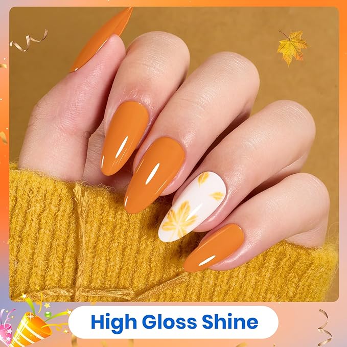 Beetles Fall Gel Nail Polish Set 6 Colors Gel Polish Red Orange Brown Gold Glitter Kit DIY Home Nail Art Manicure Kits Gifts for Women Golden Blessing