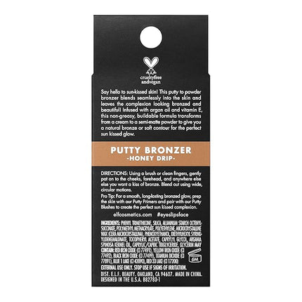 e.l.f. Putty Bronzer, Creamy & Highly Pigmented Formula, Creates a Long-Lasting Bronzed Glow, Infused with Argan Oil & Vitamin E, Honey Drip, 0.35 Oz (10g)