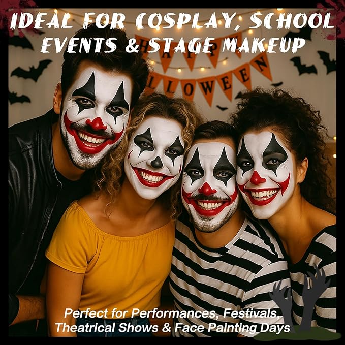 BOBISUKA Red Face & Body Paint Stick Water-Based Washable Face Paint Makeup Stick for Halloween Skeleton, Skull, Devil, Goth, Clown, Joker Cosplay, SFX, Sports Eye Black & Costume Party