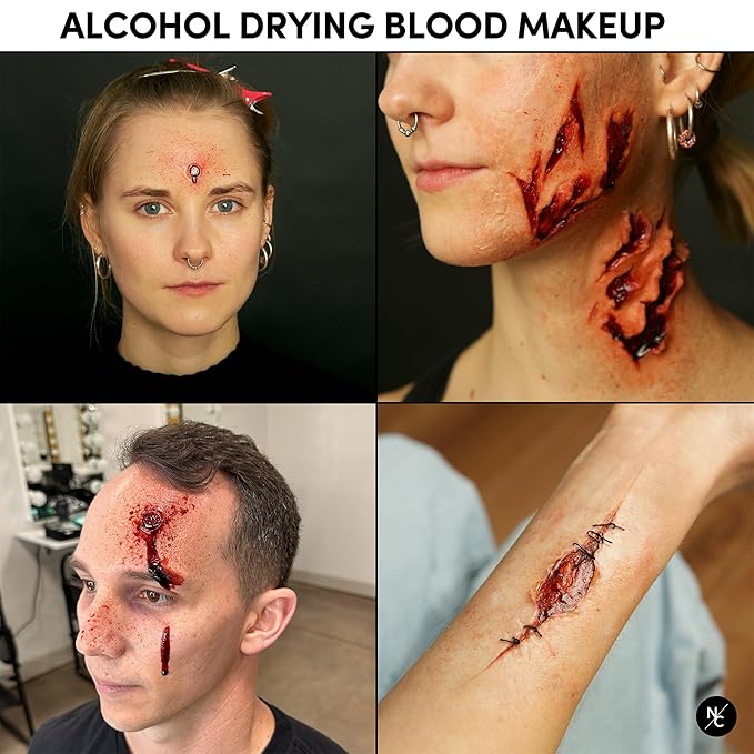 Alcohol Drying Blood, Ultra-Realistic Fake Liquid Blood, SFX Makeup for the Stage, Film, Halloween, and Cosplay - Scab 2oz