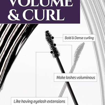 HEVVYMAKEUP Define Eyes Mascara Black Volume & Curl - Volumizing, Curling, Defining - Bold & Lifted Lashes - Feathery Soft, No Smudging, No Clumping - Korean Eye Makeup, 0.30 fl.oz.