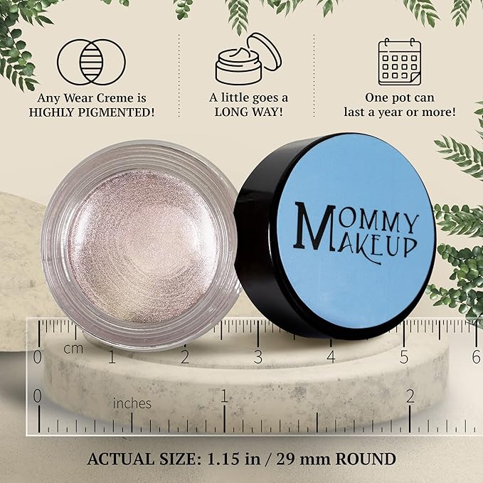 Mommy Makeup Any Wear Creme Eyeshadow - Waterproof, Crease-Proof, Long Lasting, High Pigment, Oil-free - Cream to Powder for Eyes, Cheeks & Lips (Crystal)