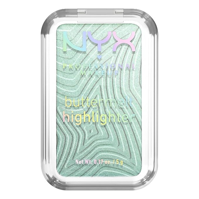 NYX PROFESSIONAL MAKEUP Buttermelt Highlighter, Powder Highlighter Makeup, With Up to 12H Wear and High Impact Glow - 20 Butta Mint (Minty Green)