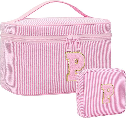 Period Bag Sanitary Napkin Storage Bag|Tampon Pouch Portable Feminine Care First Period Kit for Teen Girls Women Gift for Her Monogram Initial Cute Toiletry Bag,2PCS Pink P