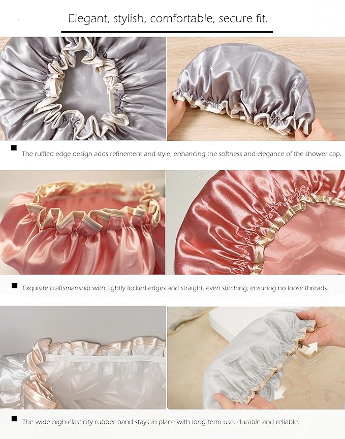 4 Pack Colorful EVA Shower Caps, Double Layered Waterproof, Reusable & Hard-Wearing, Premium Hair Preservation, Ideal for Personal Hygiene, Bathing & Spa, Everyday Hair Care Accessories