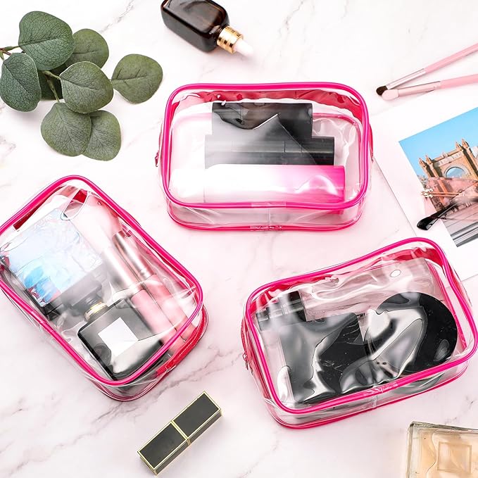 Weewooday 12 Pieces Clear Makeup Bags Cosmetic Storage Bags PVC Zipper Pouches Travel Waterproof Makeup Plastic Case for Women Organizing Toiletries Traveling Bathroom
