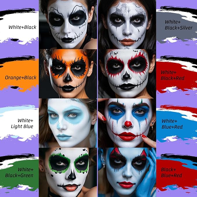 3Pcs Face Body Paint, Professional Paint for Halloween Cosplay Costume Party, Body Paint for 4th of July Pride Independence Day or America's Patriotic Veterans Events, USA Flag Face Painting