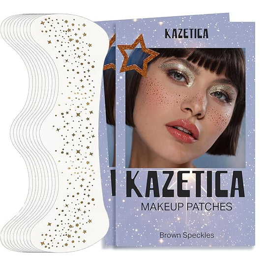 Glitter Freckles Face Tattoo, 10 Pcs Brown Face Glitter Freckles for Women, Festival Outfits for Women Rave Accessories Fake Tattoos, Sparkle Makeup Patches, Waterproof Speckles Patches,Mini Makeup