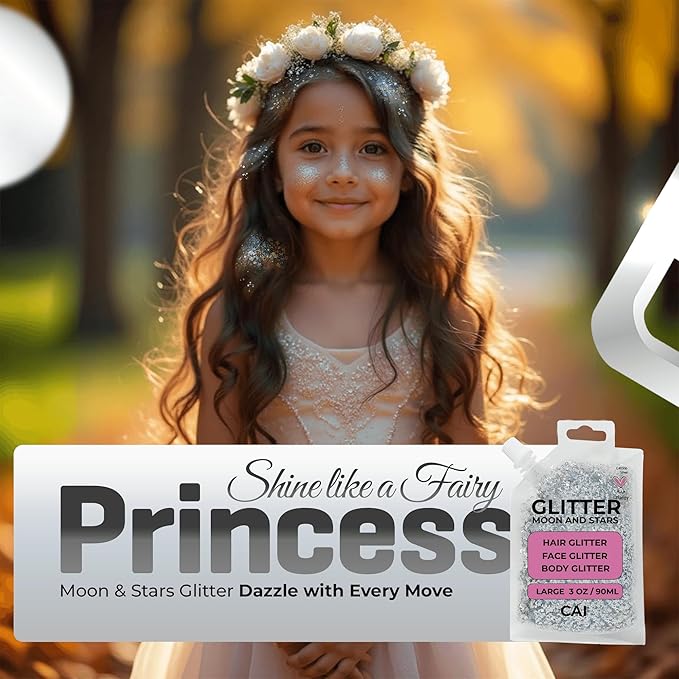 Face, Body & Hair Glitter Gel – Halloween Glitter for Kids and Women – 3 Oz Cosmetic-Grade Gel w/Moon & Stars for Festivals & Halloween Party, Easy Apply & Wash Off - Violet 1Pack