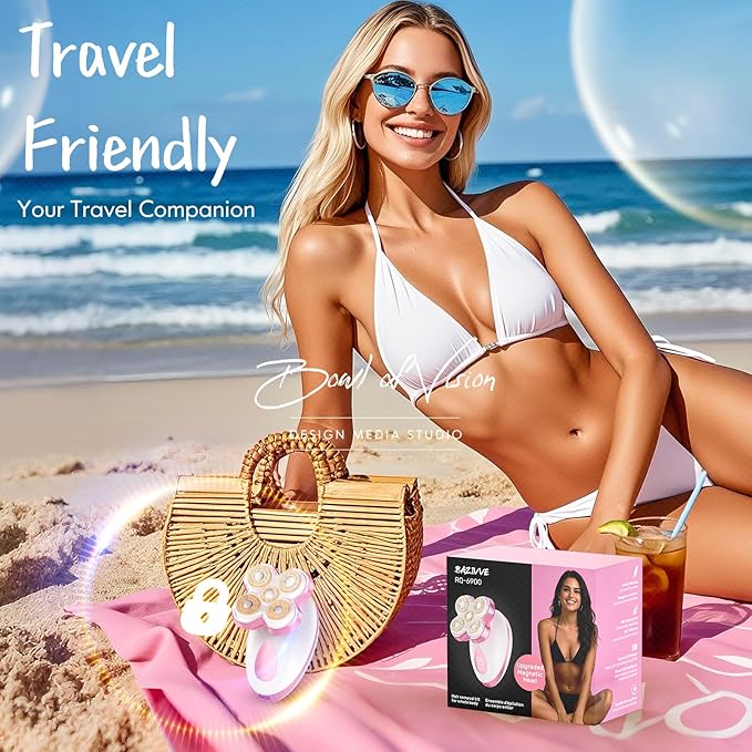 Electric Razors for Women - Upgraded Magnetic Electric Shaver for Women, Cordless Painless Hair Remover for Legs Bikini Face, Lady Trimmer for Sensitive Skin, Detachable and Waterproof, Gold