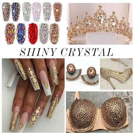 1440Pcs Champagne Crystal Rhinestones,Glass Flatback Rhinestones Mini Gemstones for Nail Face Makeup Art Crafts Clothes Decoration -(SS6,2.0mm,Champagne)