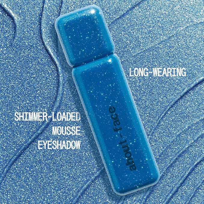 About-face Fractal Glitter Eye Paint Above Santorini – Smudge-Proof, Long-Lasting Liquid Eyeshadow – Intense Sparkle with Mousse Texture – Vegan, Cruelty-Free – 0.13oz (Sapphire)