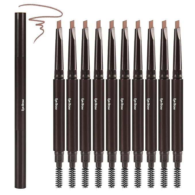Ultimate Eye Brow Pencils Set for Women, 10Pcs Retractable Double-ended Eyebrow Pen with Brow Brush, Shaping & Filling, Contours, Definers, Fine Tip