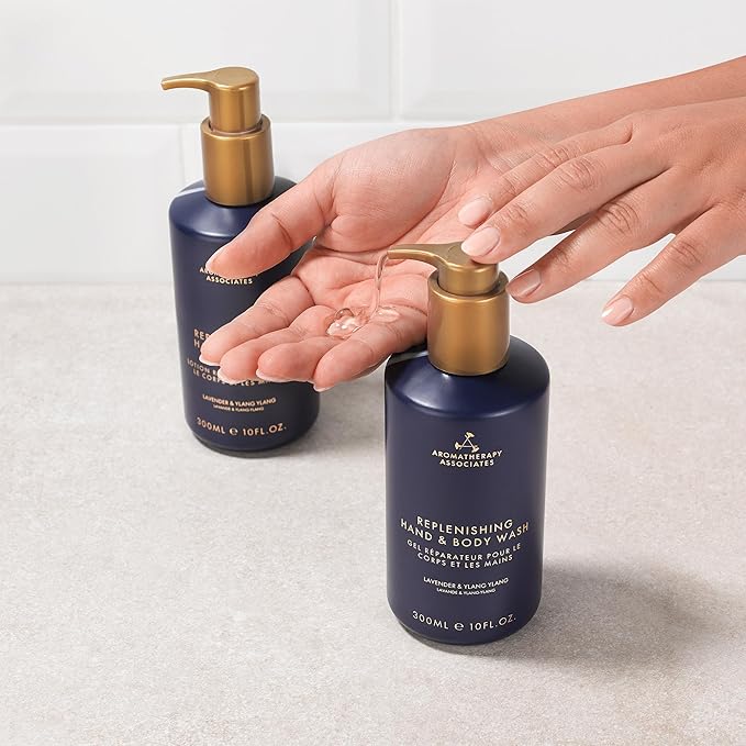 Aromatherapy Associates Replenishing Hand and Body Wash for Women & Men, Moisturizing Liquid Hand Soap & Bath Wash with Pump, Skin Care for All Skin Types, 10 fl. oz.