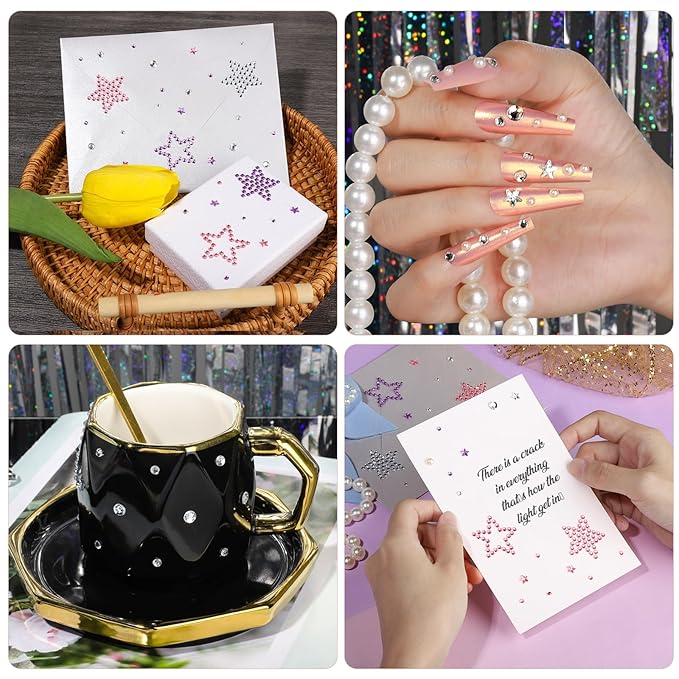 Teenitor Star Face Stickers Star Face Gems For Kids Women, Self Adhesive Face Rhinestones Hair Gems for Face, Body, Hair Makeup, Star Accessories Face Jewels For Women Kids