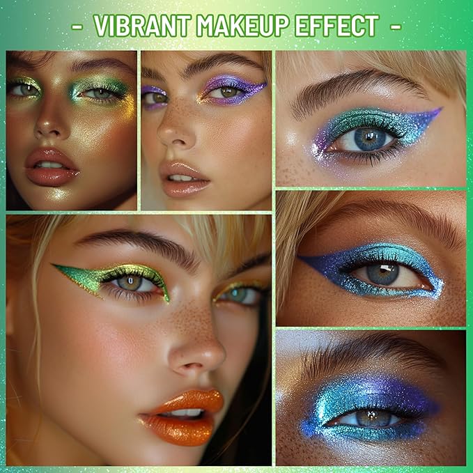 UCANBE Chameleon Eyeshadow & Eyeliner Gel Pencil-Multichrome Shifting Colors Metallic Glitter Eye Makeup,Waterproof Long-Lasting Smudge-Proof Multi-Dimensional Color (Forest Green to Chartreuse Gold)