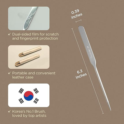 Piccasso Brush Korean Foundation Spatula – Professional Stainless Steel Makeup Tool for Thin, Seamless Foundation & Cream Blending (Spatula-brush hybrid for flawless skin)