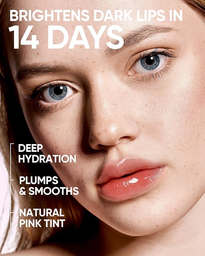 Hydrating Brightening Lip Serum, Smooth Tinted Lip Stain, Plumping Lip Gloss with Polypeptide Squalane, Moisturizing Balms, Brighten Dark Lips, Korean Beauty Makeup (05 Peach Rose)