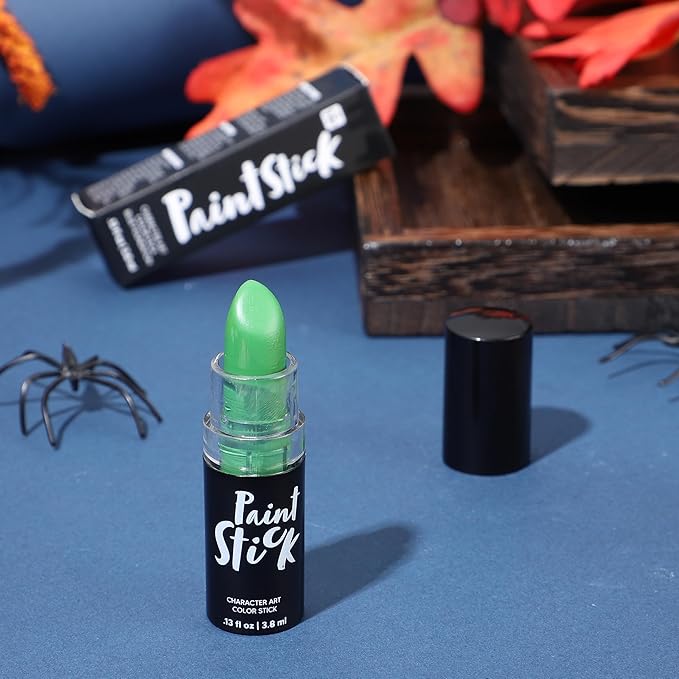 Spooktacular Creations Halloween Face Body Paint Lipstick for Adult, Clown SFX Foundation Cream Makeup for Sports Festival or Stage Makeup Cosplay Party Dress Up (0.13 Oz, Green)