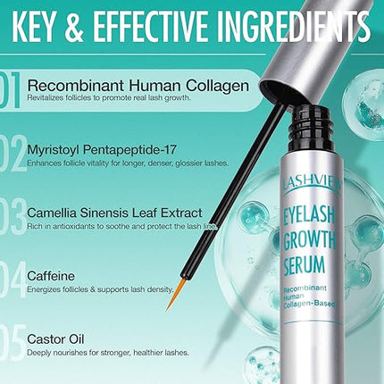 LASHVIEW Eyelash Growth Serum (0.17fl.oz / 5ml) - Premium Lash Enhancer for Longer, Thicker, Fuller Lashes - Strengthens & Conditions Lashes - Safe & Effective Formula for Visible Results in 2 Weeks
