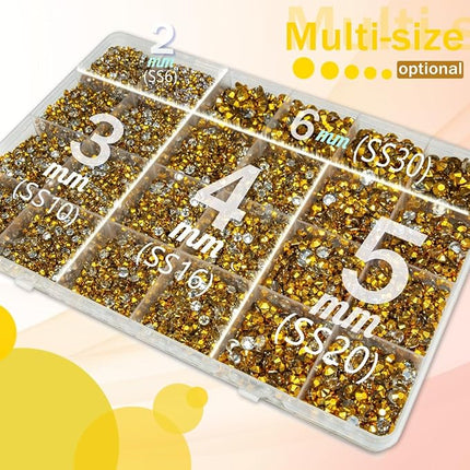 qiipii Golden Resin Rhinestones w B7000 Jewelry Glue for Bedazzling Crafting 2mm 3mm 4mm 5mm 6mm Flatback Jelly Stones Diamonds Gems Bedazzler Kit for Nails Face Eyes Makeup Tumblers Beauty DIY Crafts