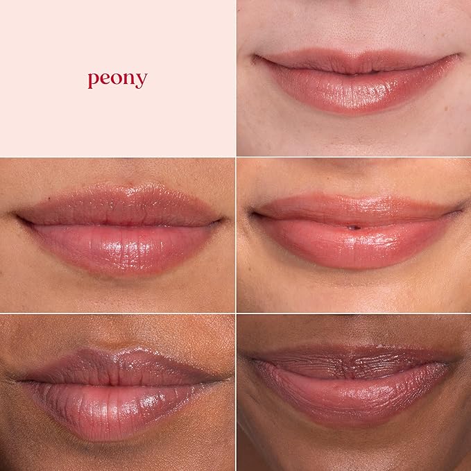 Burt's Bees Shimmer Lip Tint Set, Tinted Lip Balm Stick, Moisturizing for All Day Hydration with Natural Origin Glowy Pigmented Finish & Buildable Color, Peony (4-Pack)