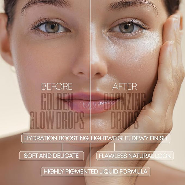 W7 Golden Glow Drops Essential Trio - 3Pcs - Liquid Bronzing Drops, Moisturizer & Body Brush
