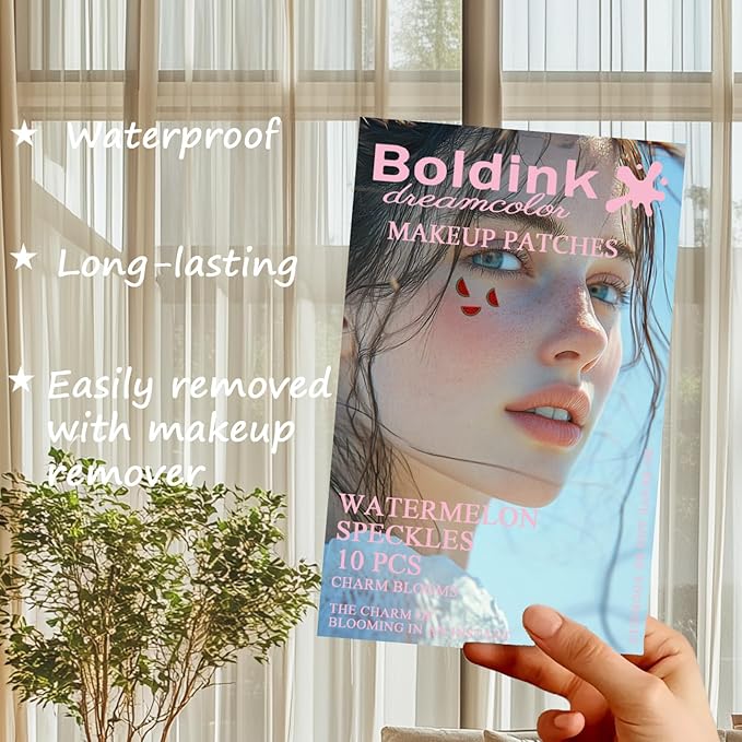 10pcs Watermelon Face Makeup Patches, Temporary Facial Tattoos for Adults, Water Resistant