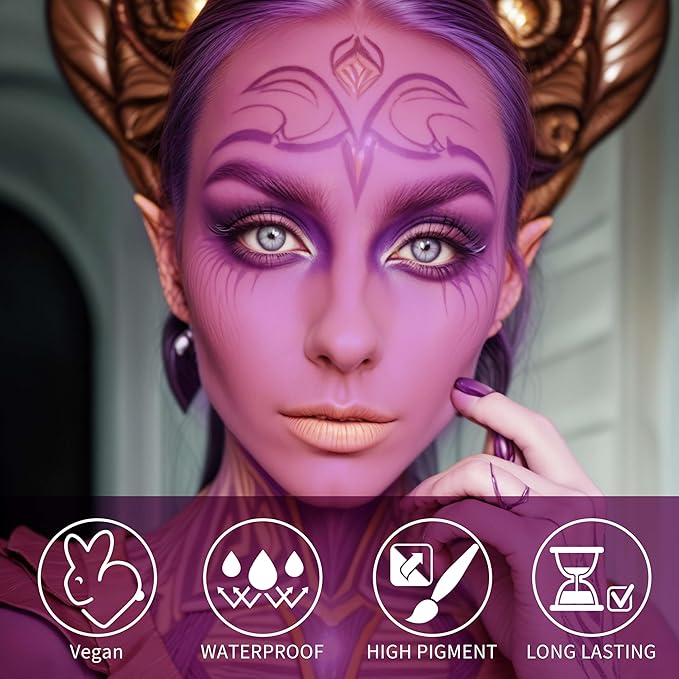 MEICOLY Dark Purple Face Body Paint Stick for Bruise Makeup,Purple Face Paint for Halloween SFX Ursula Cosplay Makeup,Waterproof Purple Eye Black Stick for Baseball Softball Football Lacrosse