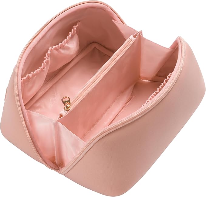 Yarnic Travel Makeup Bag Cosmetic Bag, Large Capacity Toiletry Bag for Women, Portable Pouch CuteMake Up Organizer with Divider and Handle, Neoprene