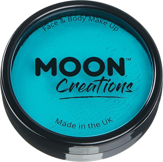 Pro Face & Body Paint Cake Pots by Moon Creations - Turquoise - Professional Water Based Face Paint Makeup for Adults, Kids - 1.26oz