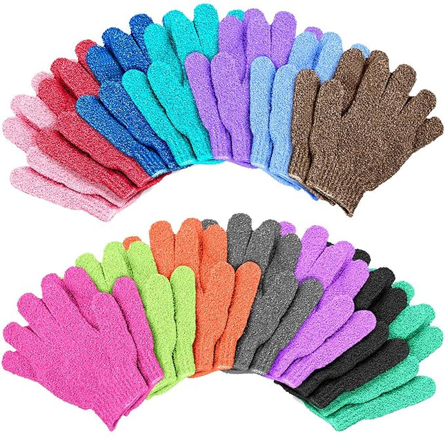 Duufin 28 Pcs Exfoliating Gloves Bath Gloves Body Wash Mitt Scrubbing Exfoliator Glove for Shower, Spa, Massage, Body Scrub, Dead Skin Cell Remover
