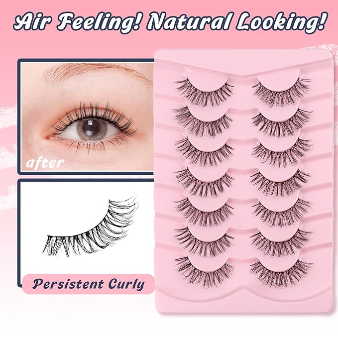 Wispy Cat Eye Lashes Natural Look Short Eyelashes C Curl Eye Lash Pack Siligli