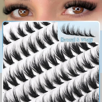 Natural Hybrid Lash Clusters 10-15MM Cluster Lashes Fluffy Eyelash Extensions Wispy Faux Mink Lashes Clusters Soft Individual Lashes 204Pcs Eyelash Clusters D Curve DIY Lashes Clusters