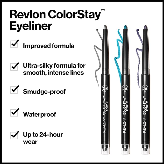 Revlon ColorStay Pencil Waterproof Eyeliner, Smudge-Proof, Eye Makeup with Built-In Sharpener, Packaging May Vary, 210 Teal, 0.01 oz