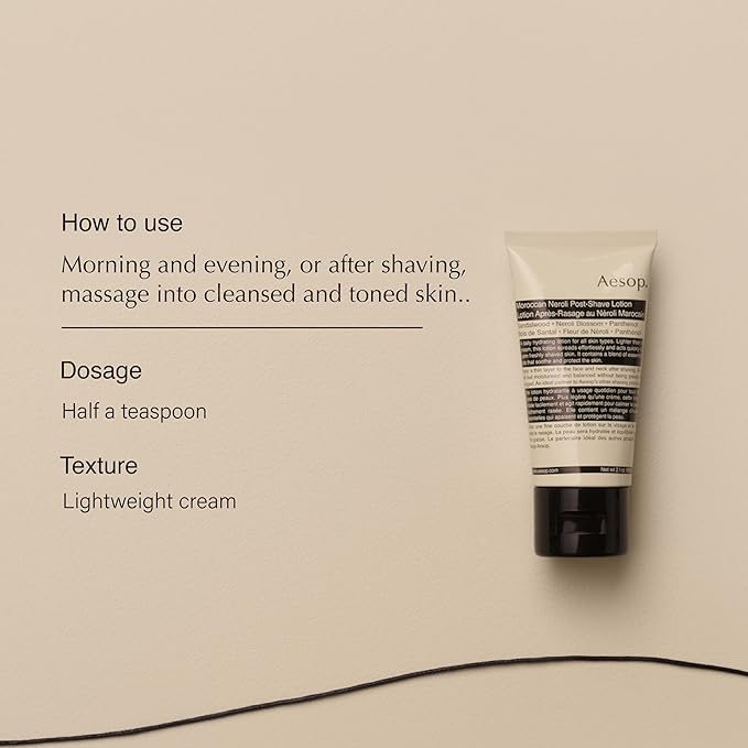 Aesop Moroccan Neroli Post Shave Lotion | Unisex Daily Hydrating Lotion Boosted With Botanical Oils | Balance Skin While Reducing Irritation and Aggravation | 2oz / 60mL