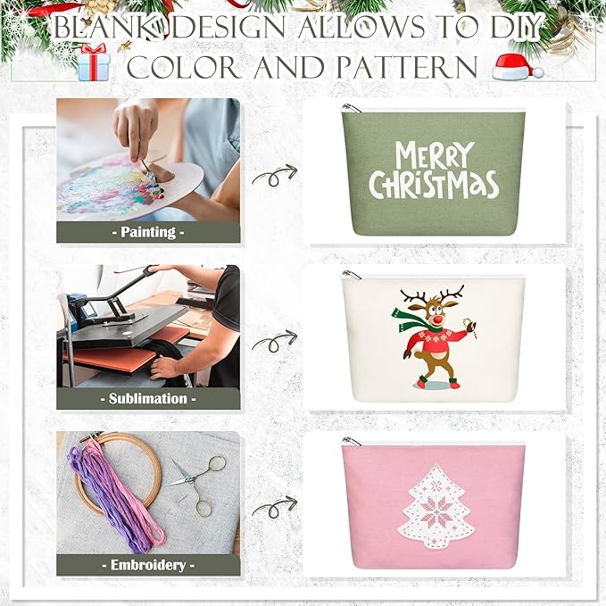 Reginary 10 Pcs Canvas Makeup Bags Bulk for Women Blank DIY Pencil Pouch Travel Toiletry Cosmetics Bags Gift for Christmas Breast Cancer Awareness Thanksgiving Wedding Nurses Teacher(Macaron Color)