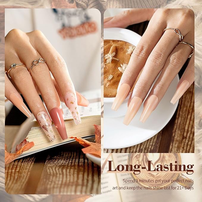 RARJSM Nude Gel Polish Set 6 Colors Creamy Caramel Brown Collection Clear Jelly Purple Pink Natural Light Orange Translucent French Manicure Gel Nail Polish Soak off UV LED Curing for Home Salon Mani