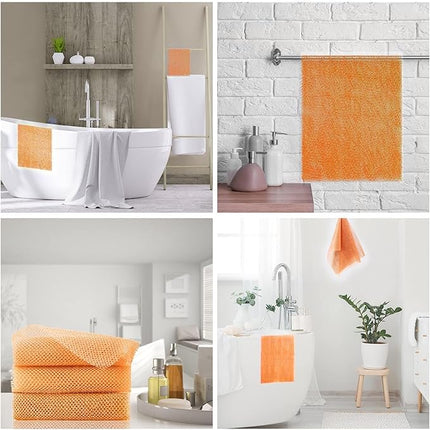 UJFQBH 3 Pieces African Bath Sponge African Net Long Net Bath Sponge Exfoliating Shower Body Scrubber Back Scrubber Skin Smoother,Great for Daily Use (Yellow,Yellow,Yellow)