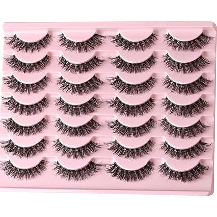 FARRED Cat Eye Lashes False Eyelashes Short Wispy Lash Strips Volume Eyelash 14 Pairs Cateye Medium Length False Clear Band Lashes Natural Looking Hybrid Clusters Full Strip Lashes (F25 | 8-14mm)