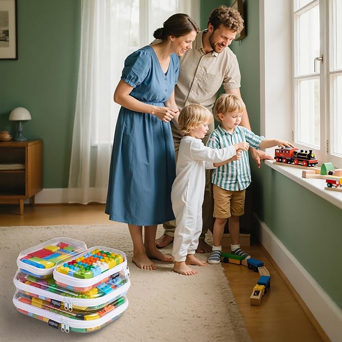 6 Pack Clear Hard Shell Zipper Case (4 Small & 2 Medium), Hard Plastic Organizer Pouches for Travel, Small Items, Makeup, Electronics & Art Supplies - Crush-Resistant & Waterproof Storage