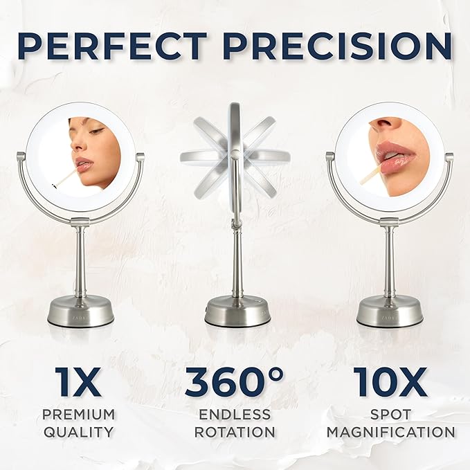 Zadro 12" Lexington LED Lighted Makeup Mirror with Magnification & Infinity Dimmer Touch Pad (Large | 12" x 20.75" | 10X/1X, Rose Gold)