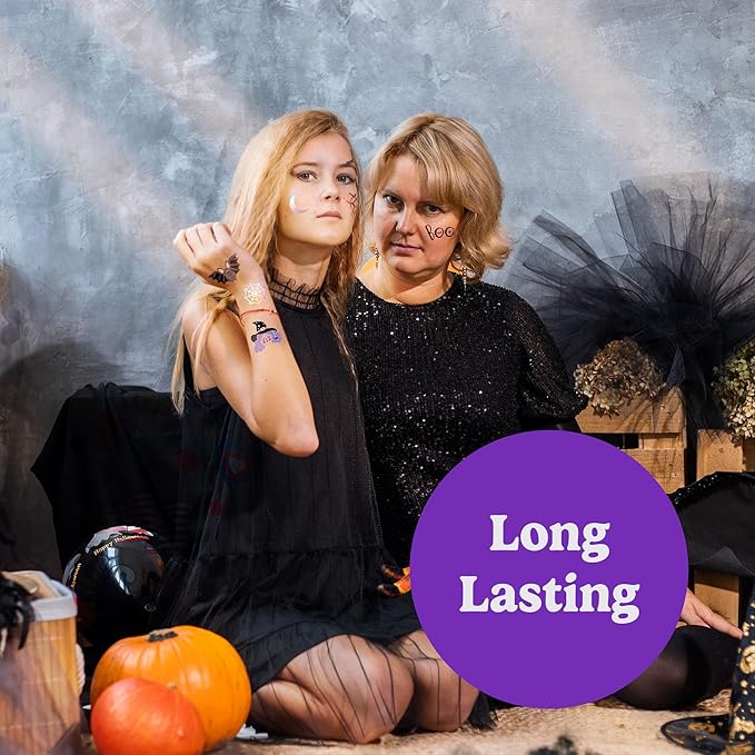 HOUSE OF PARTY Halloween Temporary Tattoos for Kids - 84PCS Hocus Pocus Stickers, Bat Tattoos, Skull Stickers, Witch Tattoos, and Spider Webs - Ideal for Halloween Party Favors and Decorations!